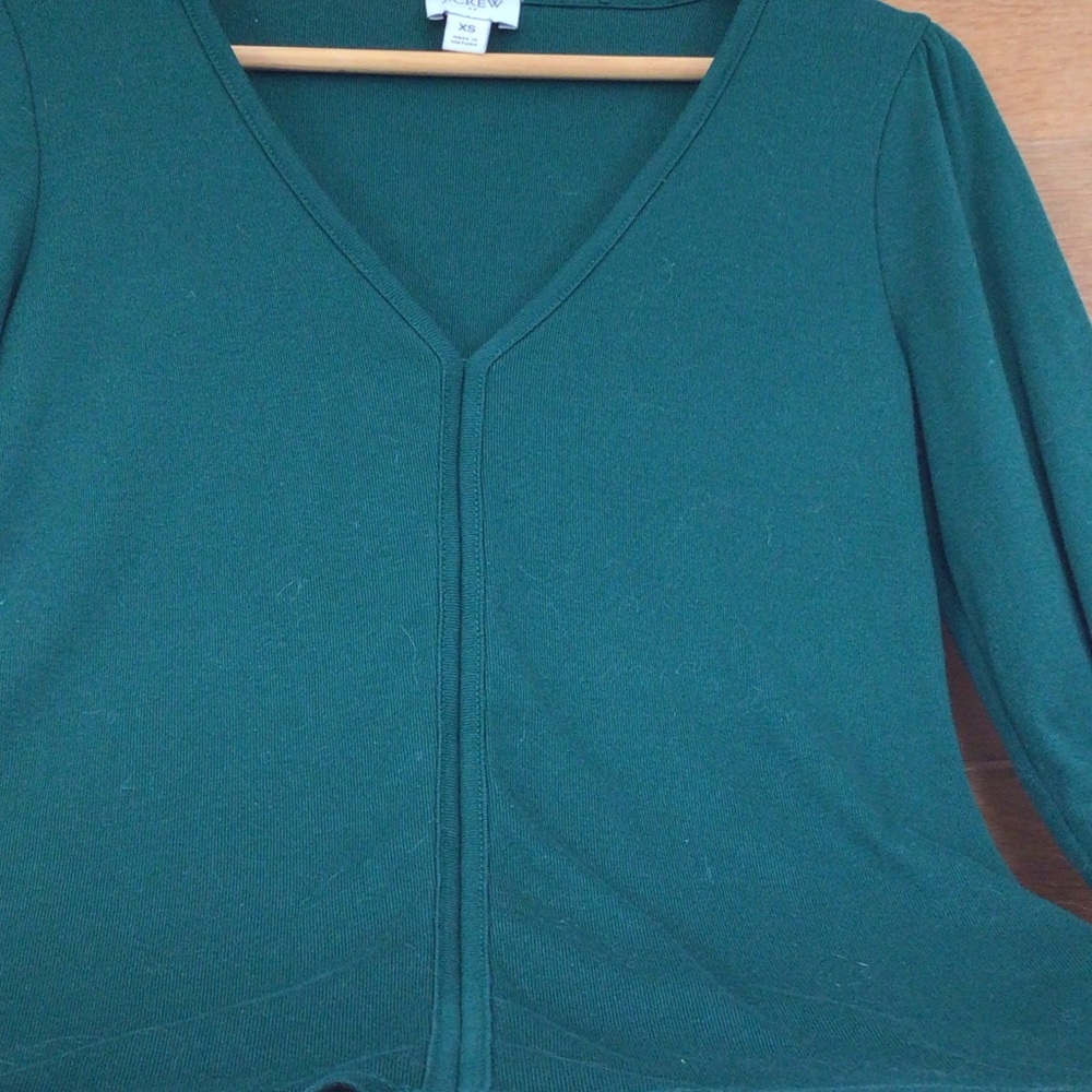 J.Crew Deep Emerald Green V-Neck Blouse XS - Picture 10 of 14